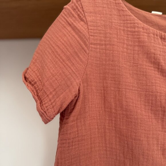 HM 100% COTTON GAUZE DRESS ROSE ORANGE 9-10 FLOWY ORGANIC CLASSIC DRIES FAST - Picture 4 of 15